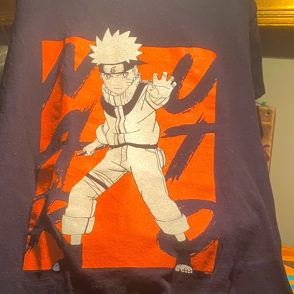 Vintage Y2K 2002 Naruto Shippuden Anime Graphic Shirt Black Size Large